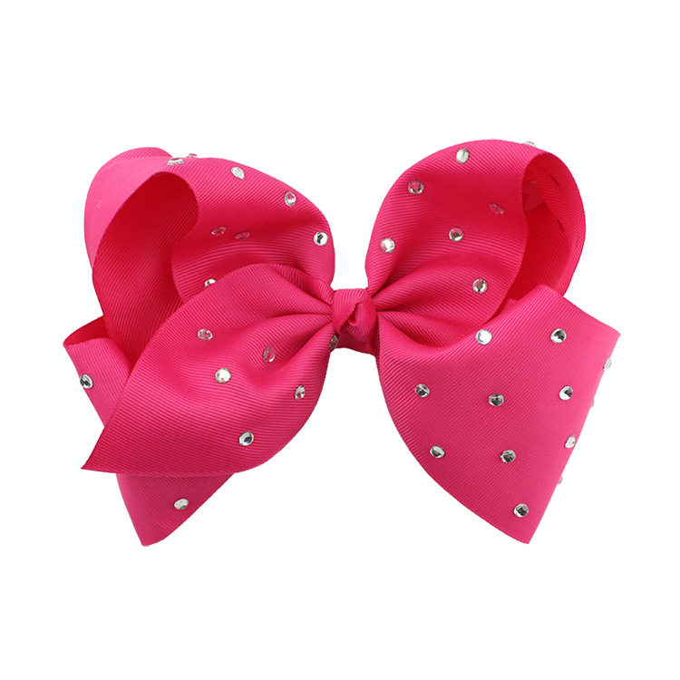 8 Inch JOJO Rhinestone Hair Bow With Clip For School Baby Children Pastel Bow 16 Colors Kids Hair Accessories