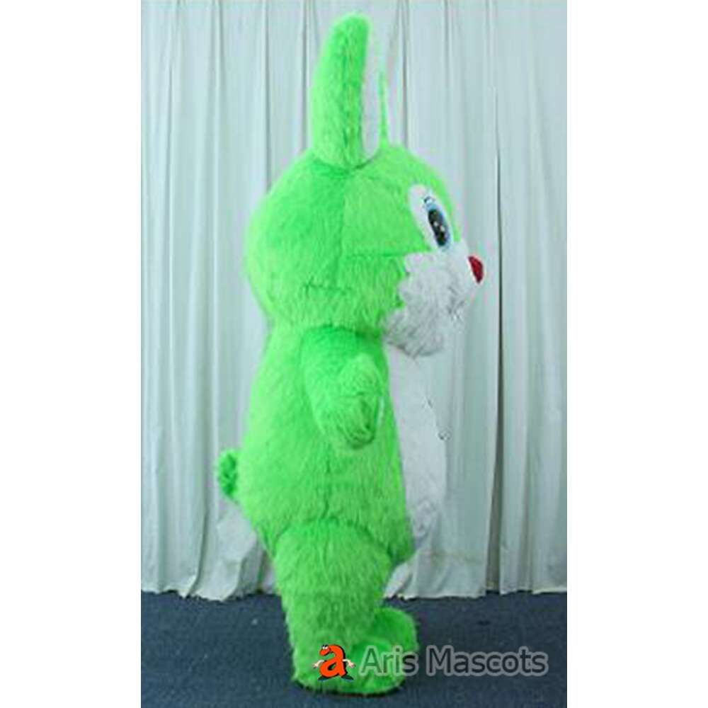 Mascot Costumes 2m/2.6m Adult Iatable Furry Green Costume Walking Easter Bunny Blow Up Mascot Suit Animal Character Fancy Dress