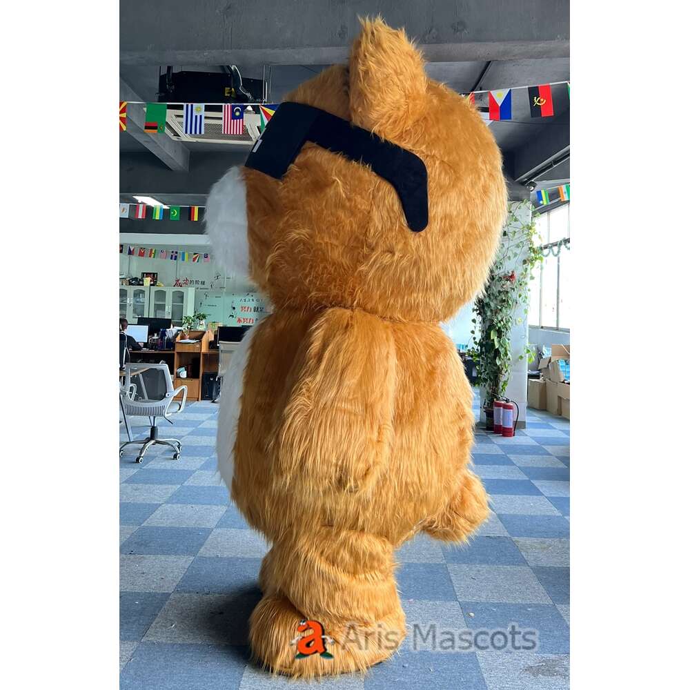 Mascot Costumes 2m/2.6m Giant Adult Furry Cool Bear Iatable Suit Walking Blow Up Mascot Costume for Entertainment Animal Character