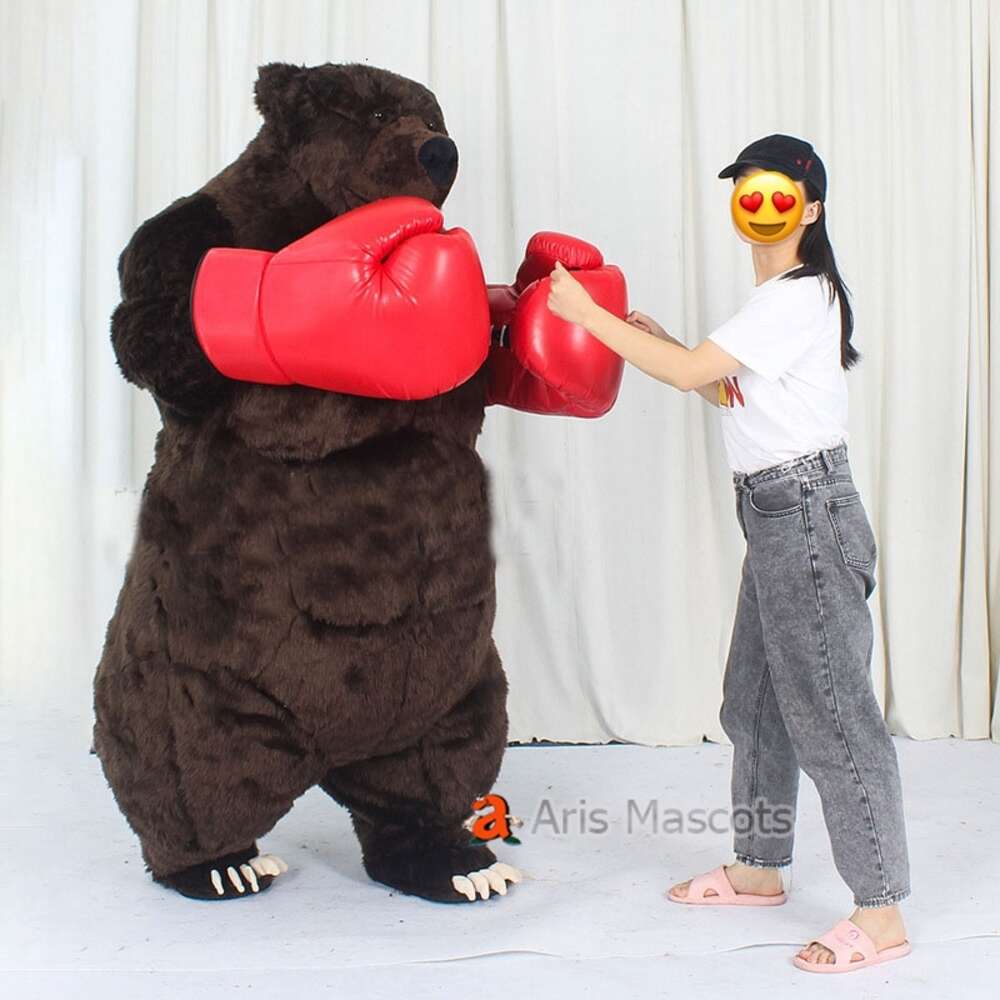 Mascot Costumes 2m Huge Iatable Boxing Bear Costume Adult Full Wearable Mascot Walking Blow Up Suit Stage Wear Carnival Dress Entertainment