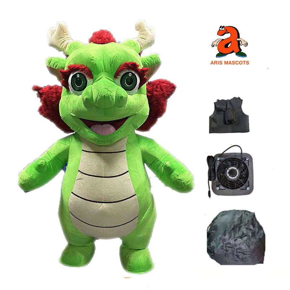 Mascot Costumes 2m/2.6m Cute Iatable Dragon Suit Adult Walking Blow Up Mascot Costume for Birthday Party Stage Wear Fancy Dress