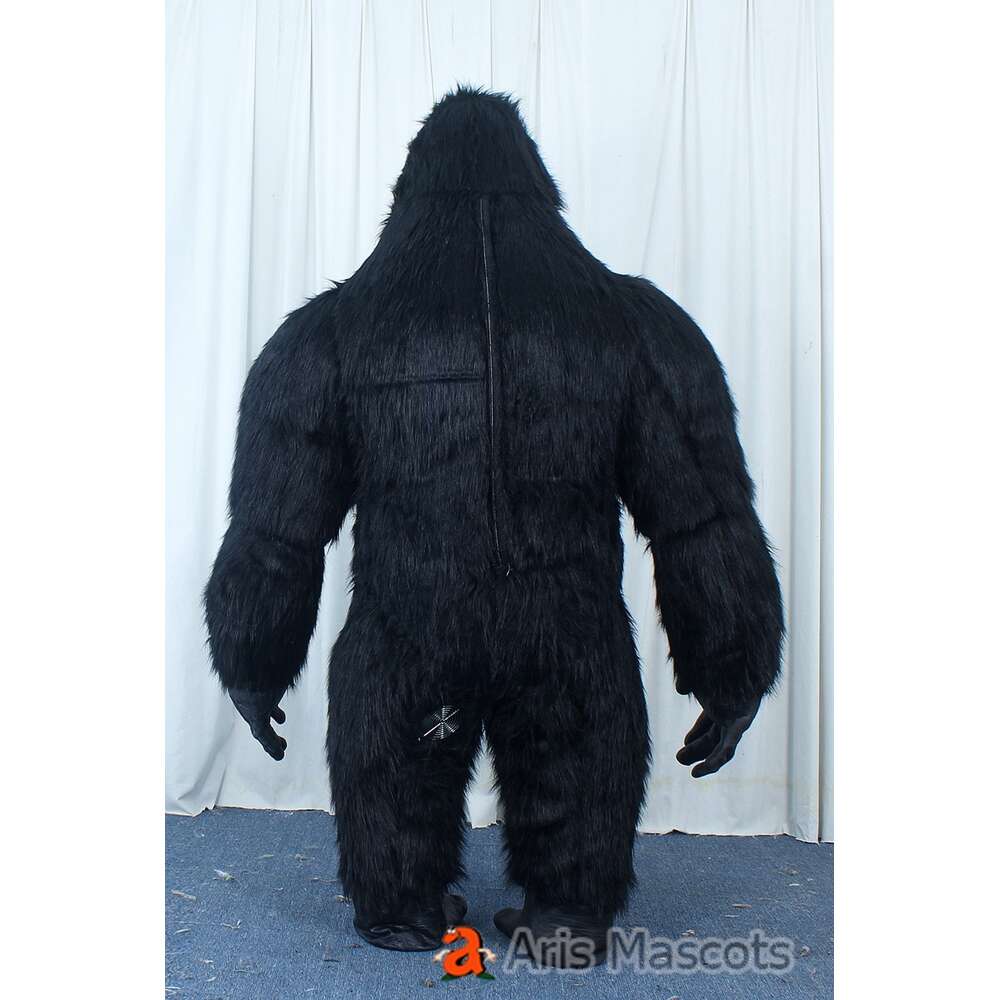 Mascot Costumes 2.2m Iatable Black Gorilla Mascot Suit Real Life Furry King Kong Blow Up Costume for Halloween Character Fancy Dress