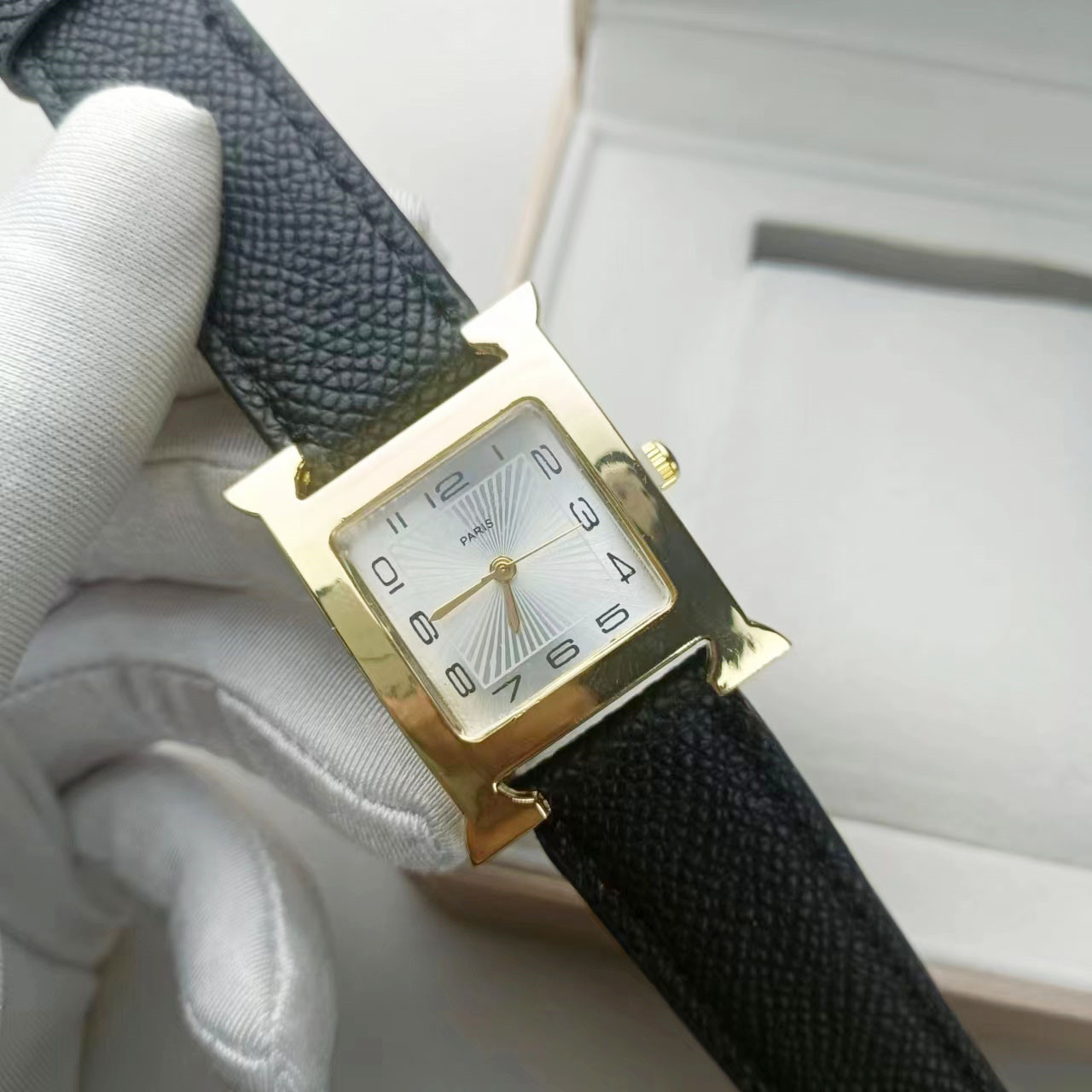 Luxury Women's Quartz Watch - Stainless Steel Square Tank, Silver/Gold Casual Wristwatch with Original Clasp with box #h422