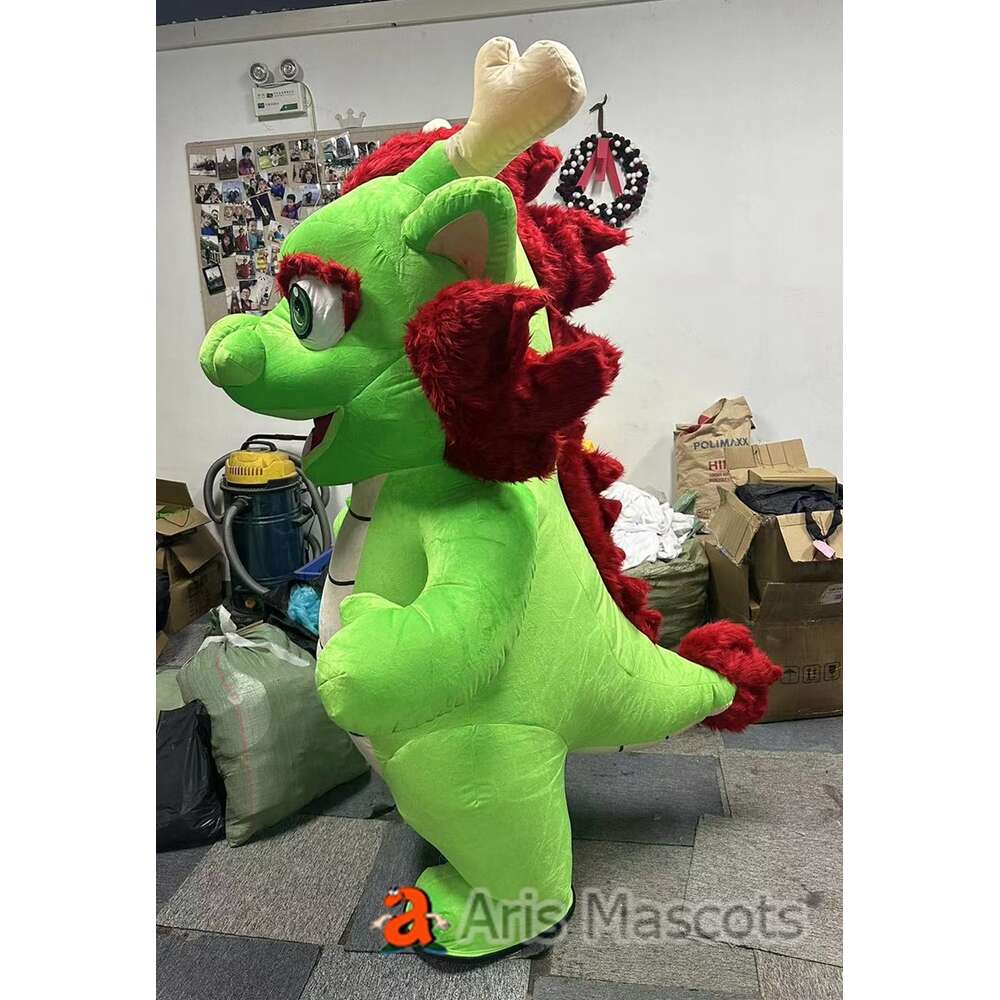 Mascot Costumes 2m/2.6m Cute Iatable Dragon Suit Adult Walking Blow Up Mascot Costume for Birthday Party Stage Wear Fancy Dress