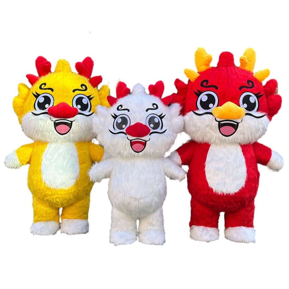 Mascot Costumes 2m/2.6m Lovely Iatable Furry Dragon Mascot Costume Life Size Adult Wearable Walking Blow Up Suit for Events Supply