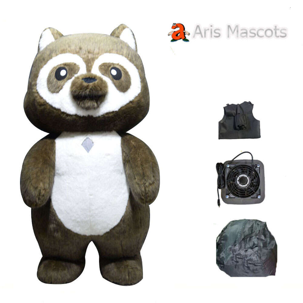 Mascot Costumes 2m / 2.6m Realistic Furry Raccoon Adult Iatable Walking Mascot Costume Full Body Wearable Blow Up Suit Funny Halloween Outfit