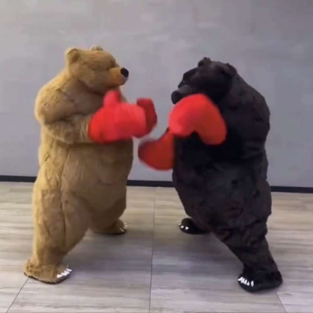 Mascot Costumes 2m Huge Iatable Boxing Bear Costume Adult Full Wearable Mascot Walking Blow Up Suit Stage Wear Carnival Dress Entertainment