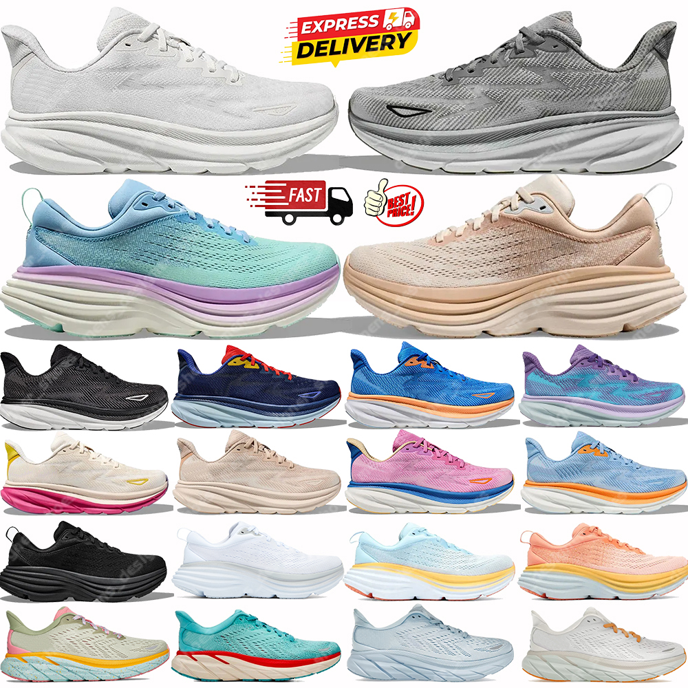 Men women running shoes triple black white blue fog orange purple yellow pear mint pink Clifton 9 Bondi 8 fashion mens trainers womens outdoor designer sneakers