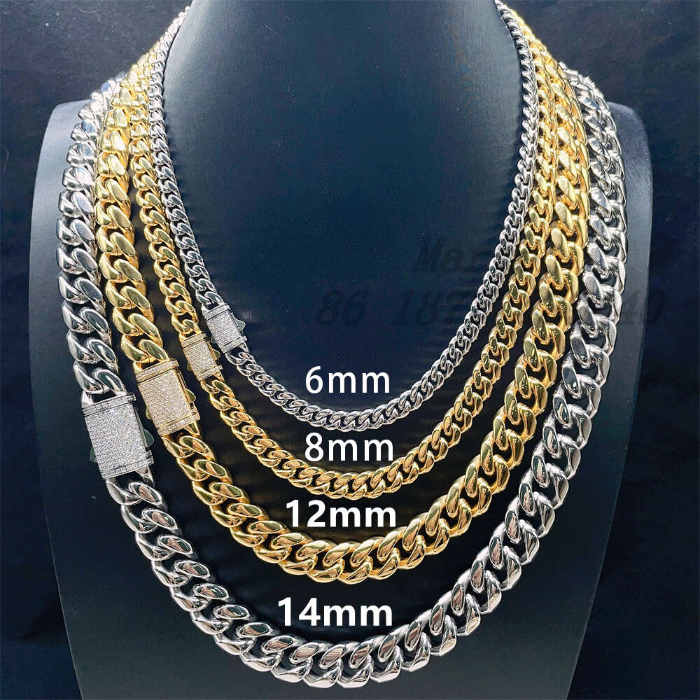 Fashion Jewelry 316l Stainless Steel with Cz or Vvs Moissanite Cuban Chain Hip Hop Miami Link