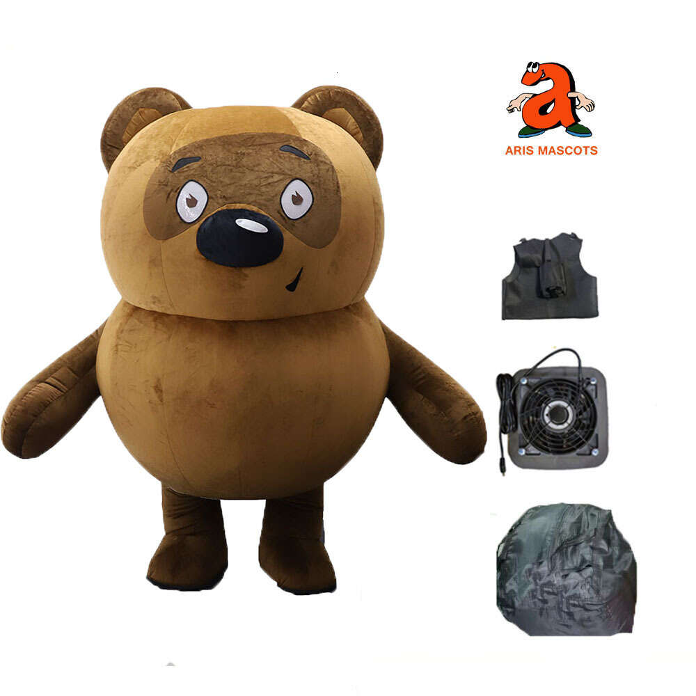 Mascot Costumes 2m Adult Bear Iatable Suit Full Body Wearable Walking Blow Up Mascot Costume Funny Stage Wear Character Dress Party