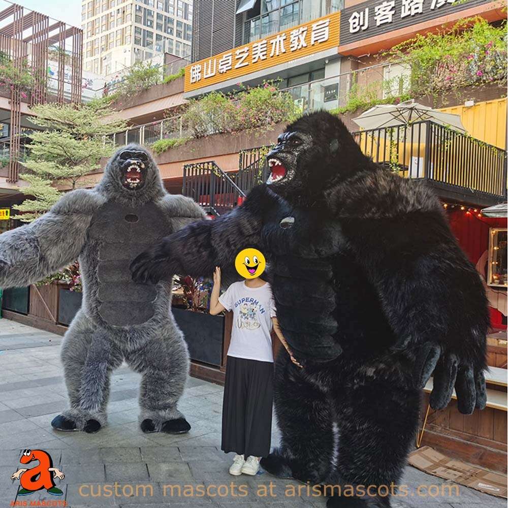 Mascot Costumes 2.6m Iatable Grey King Kong Costume Adult Kingkong Suit Blow Up Gorilla Mascot Outfit for Entertainments Party