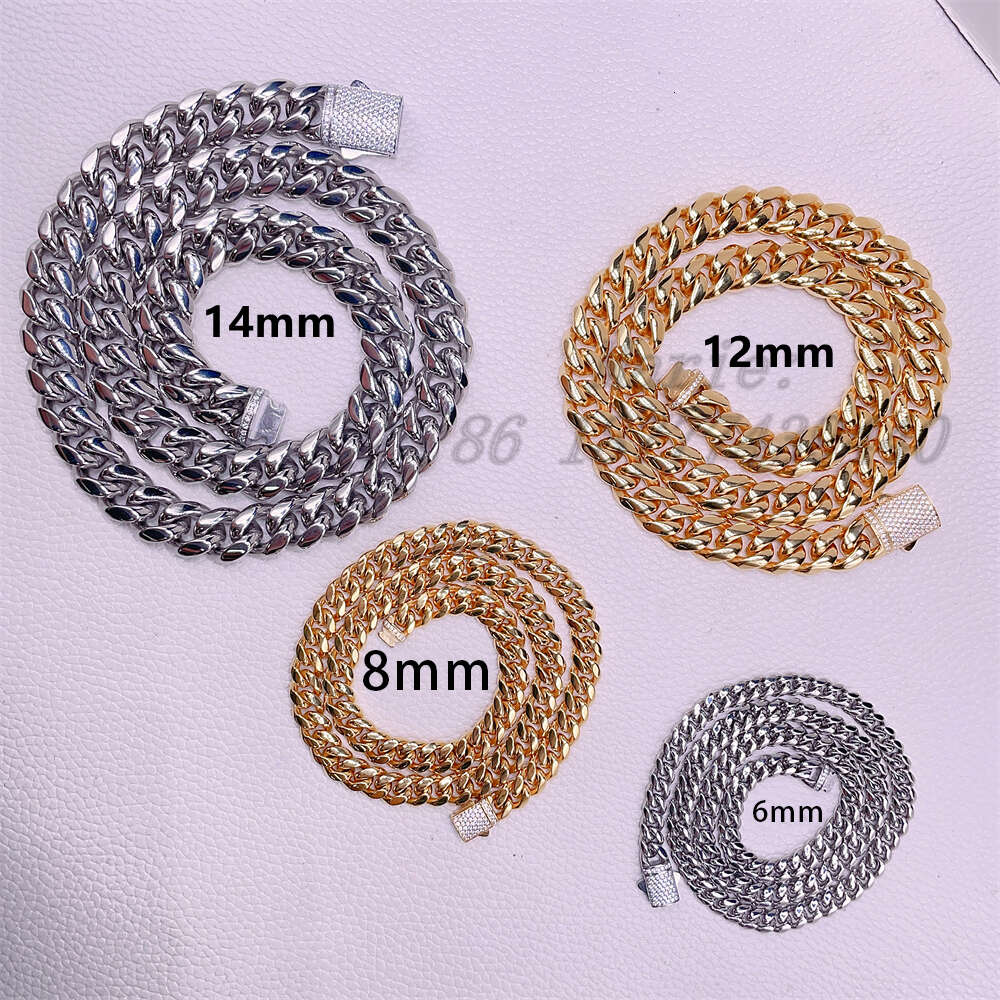 Fashion Jewelry 316l Stainless Steel with Cz or Vvs Moissanite Cuban Chain Hip Hop Miami Link