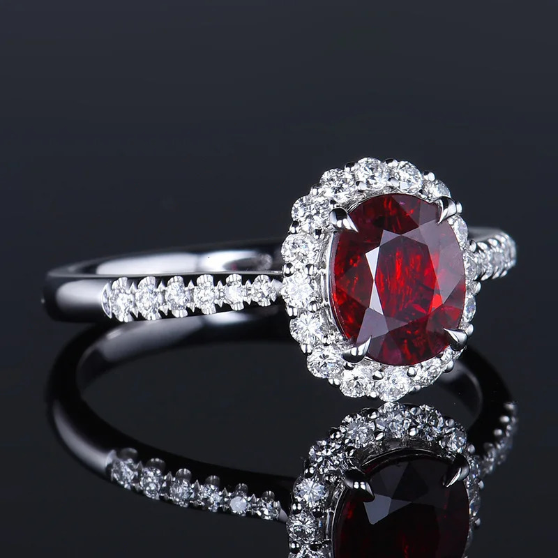 Classic natural ruby Red Stone Rings for Women 925 Sterling Silver Fashion Anniversary Jewelry For girls Christmas Day Gift 240323
