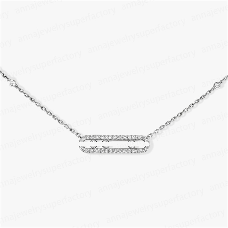 Moissanite hip-hop style Jewelry Senior Designer Sier Rose Gold Romantic M Series Pendant Asymmetric Necklace Single Three Dia Sliding Women's We