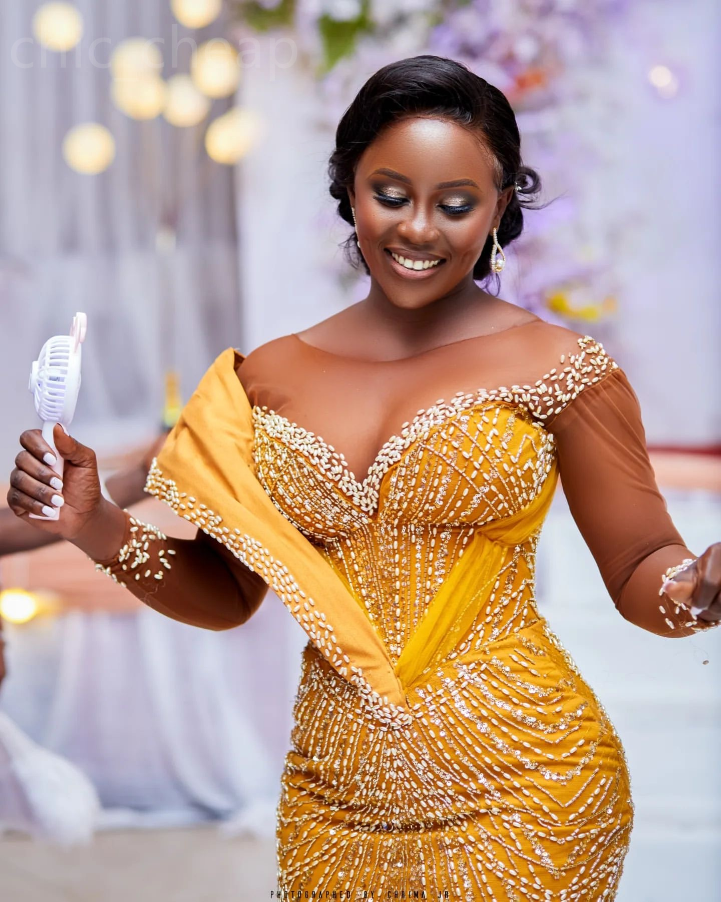 Aso Ebi Yellow Mermaid Prom Dress Beaded Sequined Urious Evening Formal Party Second Reception Th Birthday Engagement Gowns Dresses Robe De Soiree Lz0