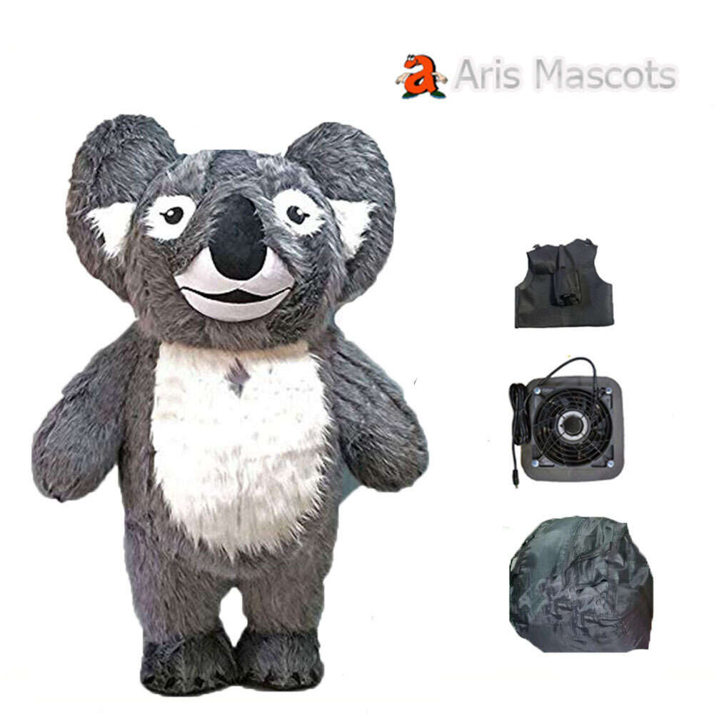 Mascot Costumes Realistic Huge Grey Koala Iatable Suit Adult Walking Mascot Costume Funny Blow Up Furry Outfit for Entertainments Party