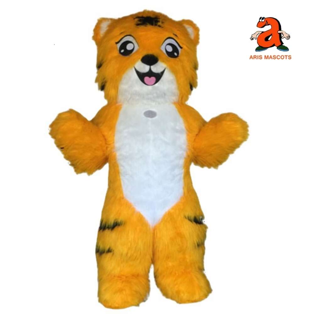 Mascot Costumes 2m Iatable Fur Tiger Mascot Costume Walkable Suit Up for Theme Park Festivals Advertising Mascots Stage Wear Dress