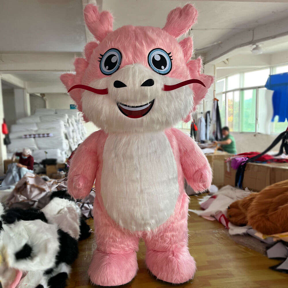 Mascot Costumes 2m/2.6m Adult Smiling Mascot Costume Giant Iatable Suit Furry Dragon Blow Up Outfit for Events Party