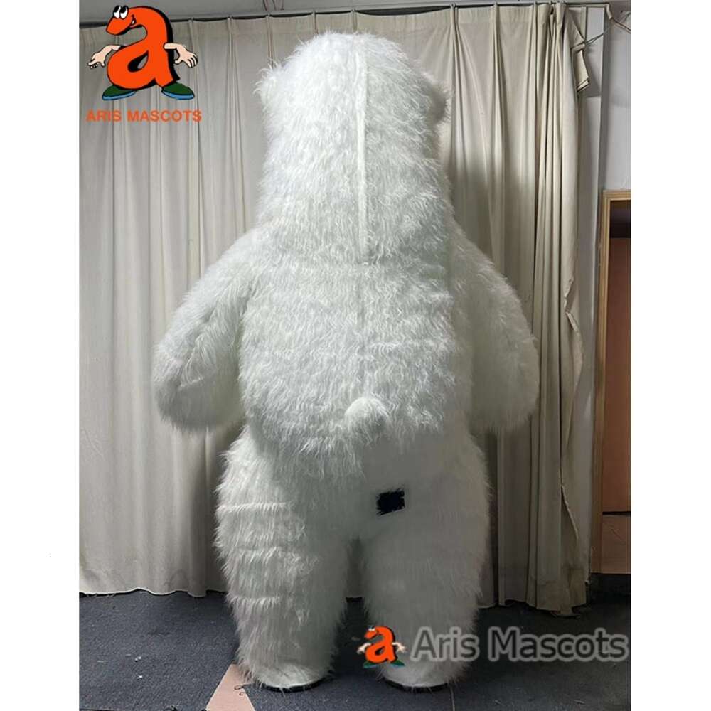 Mascot Costumes 2m/2.6m/3m Giant Iatable White Furry Bear Mascot Costume for Entertainments, Adult Wearable Blow Up Suit for Events Party