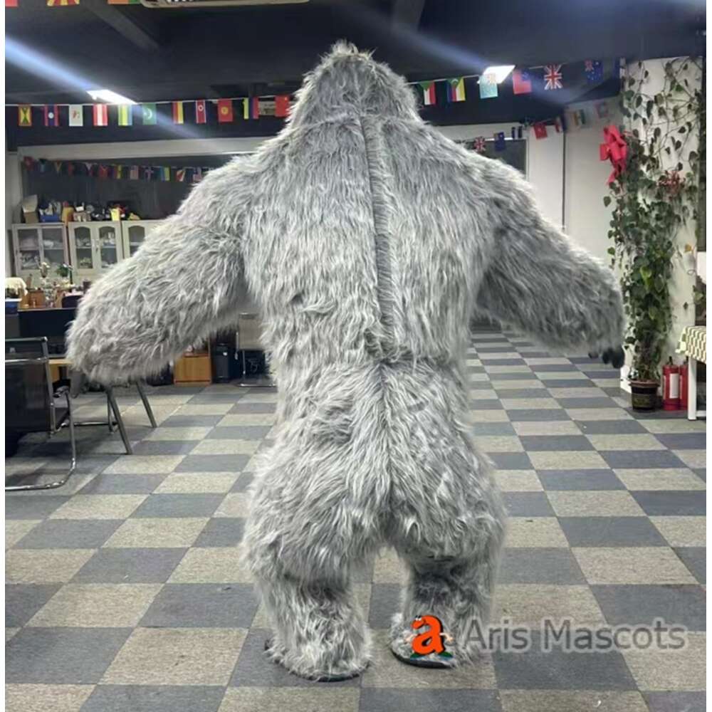 Mascot Costumes 2.6m Iatable Grey King Kong Costume Adult Kingkong Suit Blow Up Gorilla Mascot Outfit for Entertainments Party