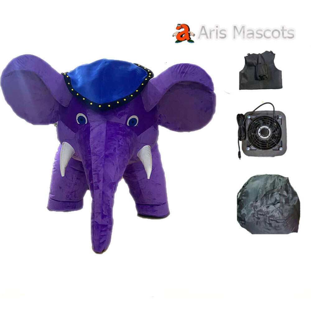 Mascot Costumes Realistic 4 Legs Wearable Purple Elephant Iatable Suit Adult Full Body Walkable Blow Up Costume for Character Entertainment