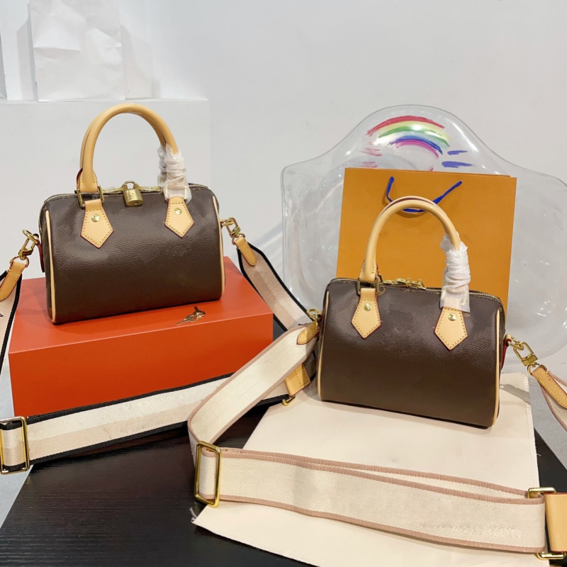 Speedy Bandouliere 20cm Women Handbag Luxury Designer Bag Womens Genuine Leather Shoulder bags Top Grade Crossbody Bag Purses