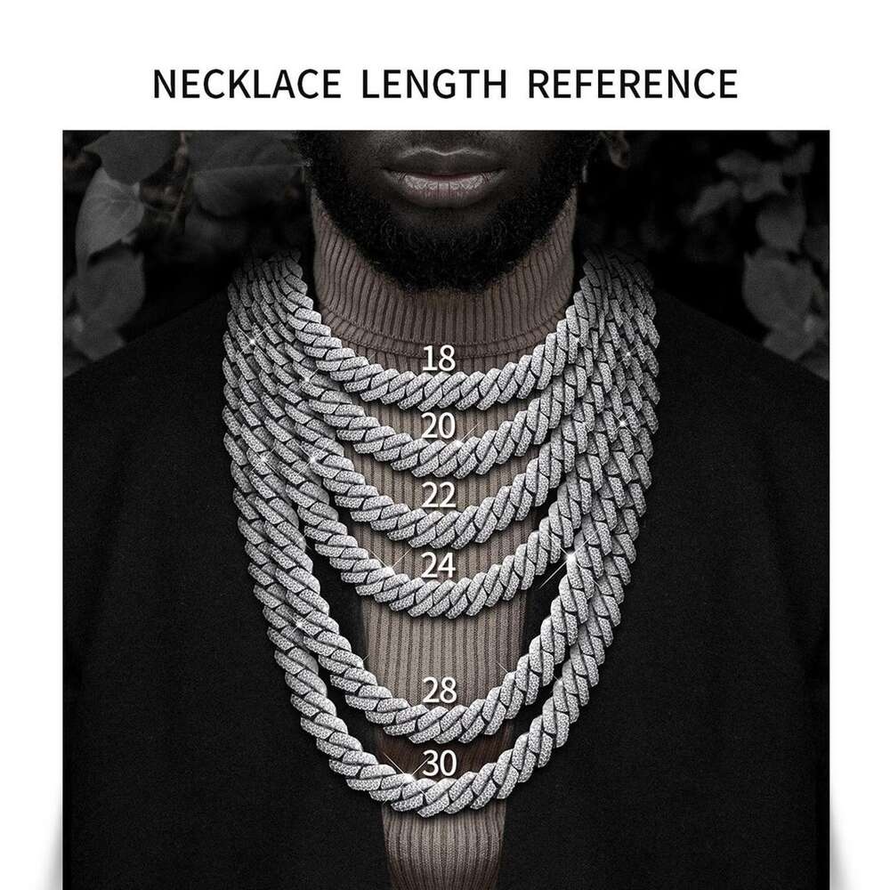 Popular Iced Out Rapper Hiphop Chian 14mm 18k Gold Plated 925 Silver Moissanite Cuban Link Men Chain