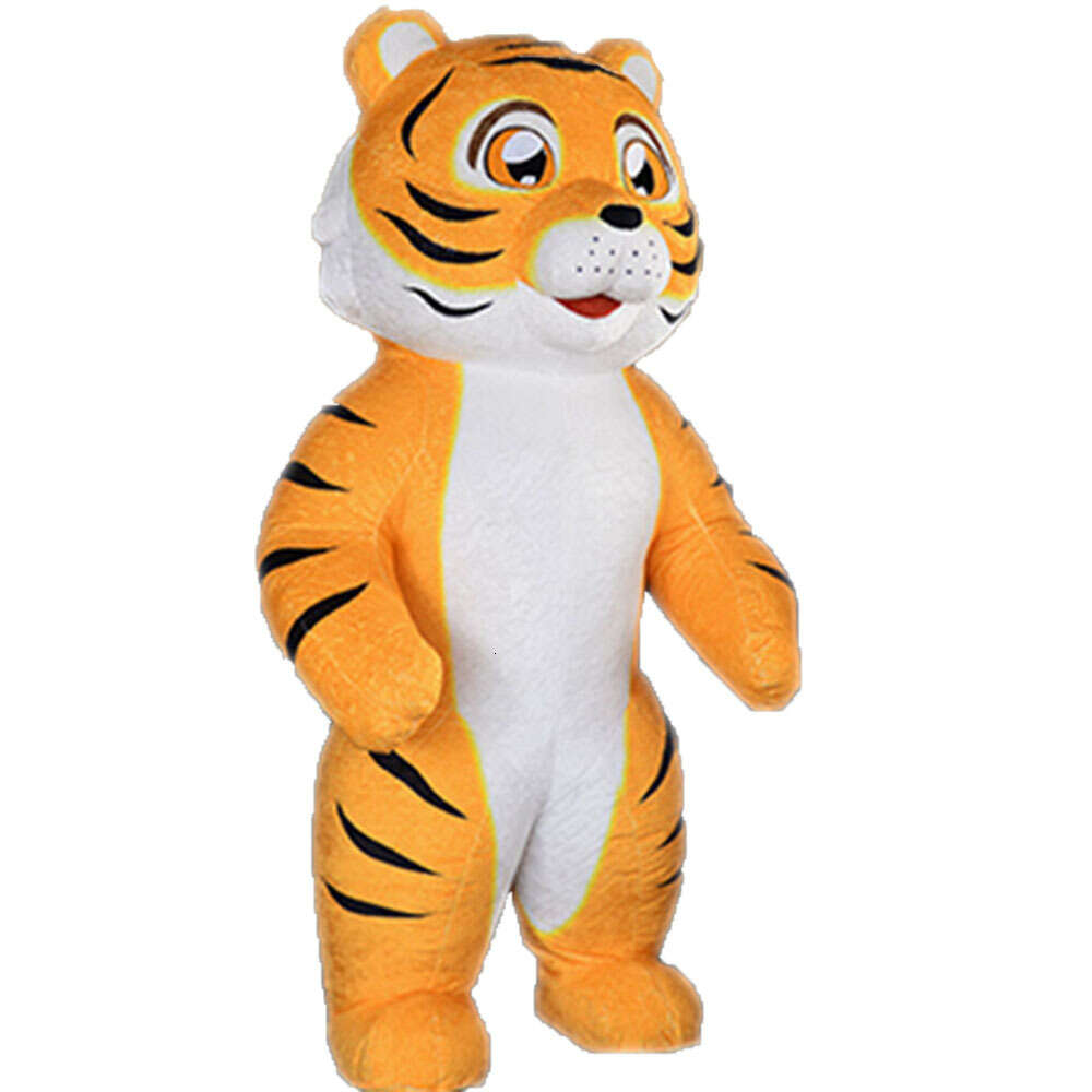 Mascot Costumes 2m/2.6m Iatable Mascot Costume Realistic Tiger Adult Blow Up Suit Theme Park Entertainment Character Dress