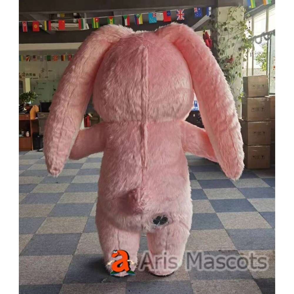 Mascot Costumes 2m/2.6m Iatable Furry Rabbit Costume Adult Orange Easter Bunny Blow Up Mascot Suit for Events Party Carnival Outfits