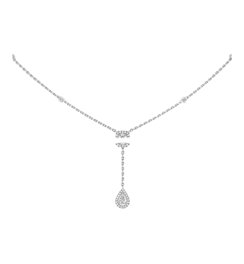 Moissanite hip-hop style Jewelry Senior Designer Sier Rose Gold Romantic M Series Pendant Asymmetric Necklace Single Three Dia Sliding Women's We