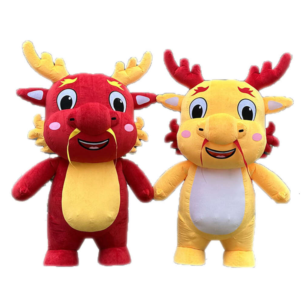 Mascot Costumes 2m/2.6m Real Life Iatable Suit Adult Wearable Walking Dragon Blow Up Mascot Costume for New Year Events Party