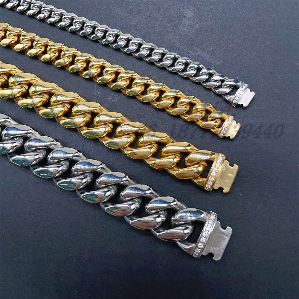 Fashion Jewelry 316l Stainless Steel with Cz or Vvs Moissanite Cuban Chain Hip Hop Miami Link
