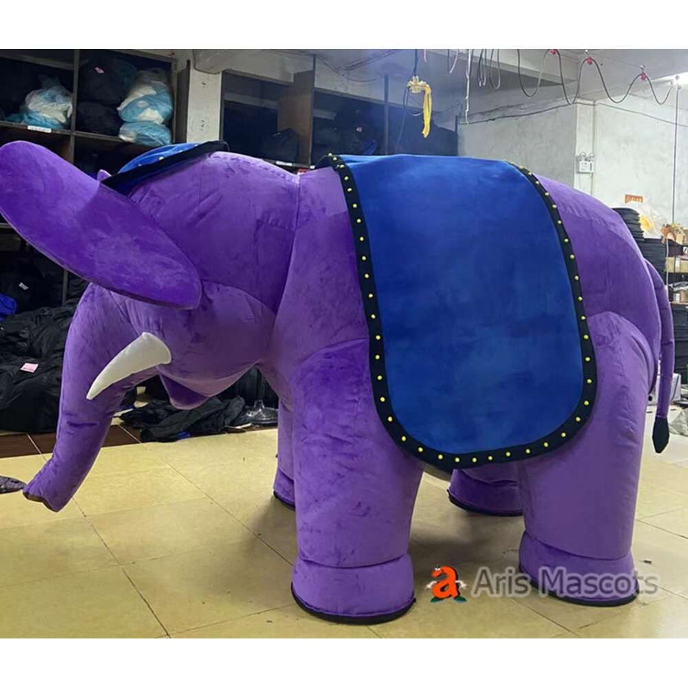 Mascot Costumes Realistic 4 Legs Wearable Purple Elephant Iatable Suit Adult Full Body Walkable Blow Up Costume for Character Entertainment