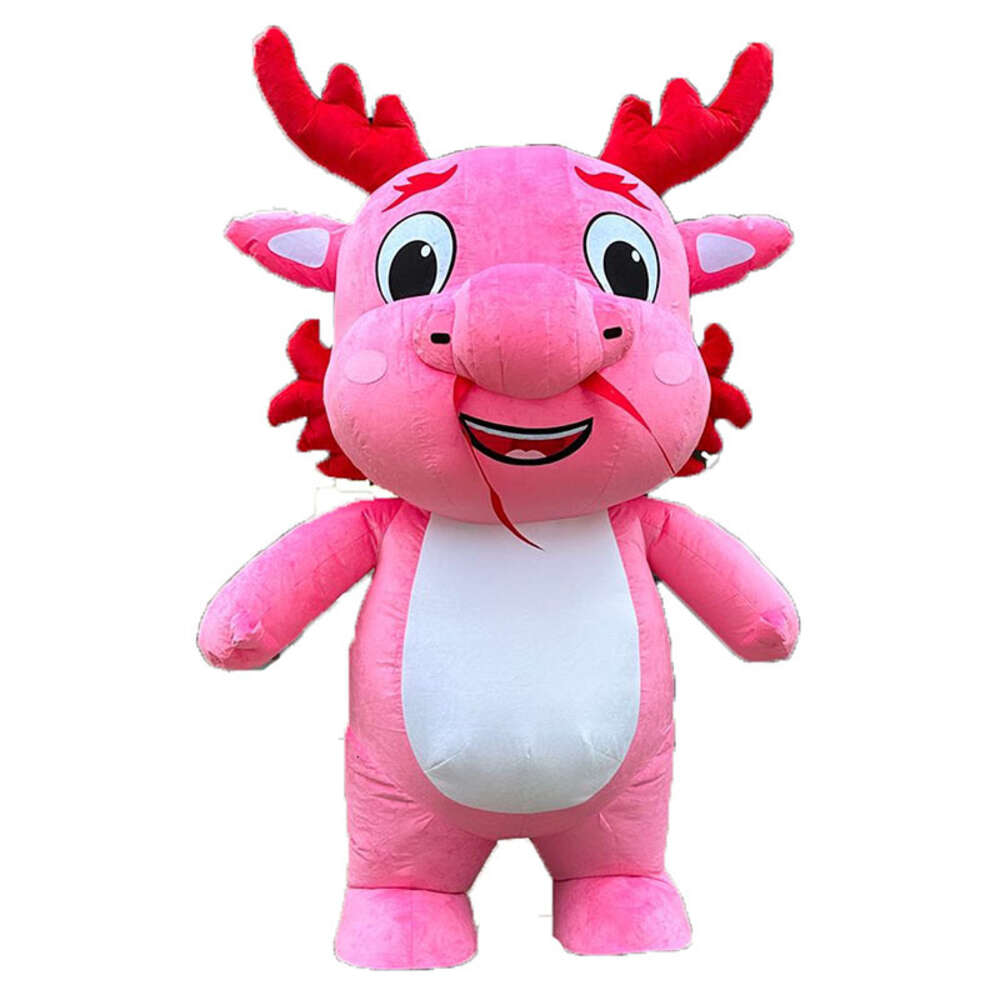 Mascot Costumes 2m/2.6m Real Life Iatable Suit Adult Wearable Walking Dragon Blow Up Mascot Costume for New Year Events Party