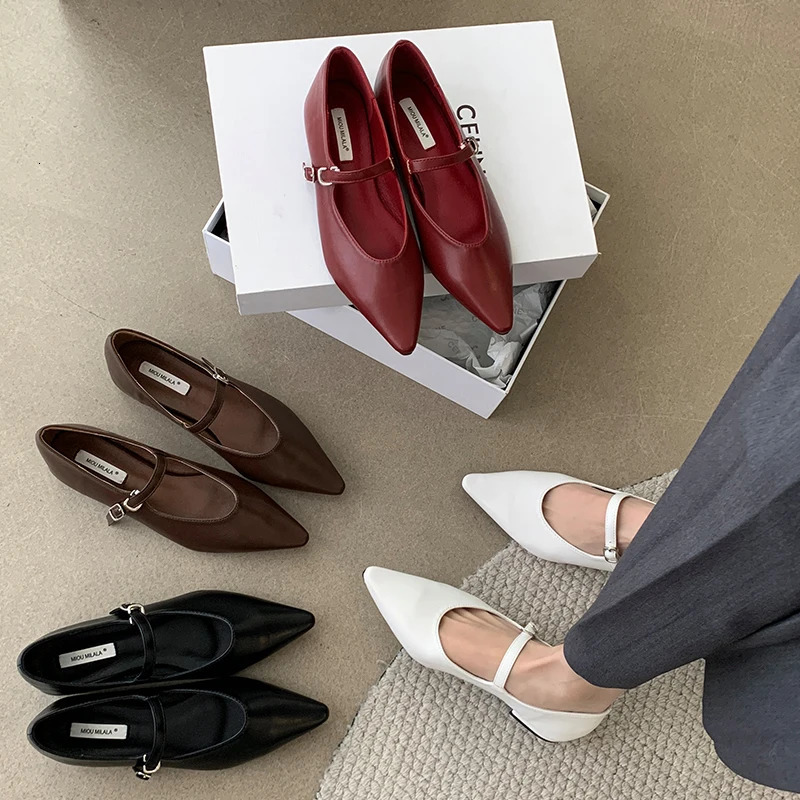 Elegant Women Flats Shoes Spring Fashion Buckle Strap Shallow Ladies Footwear Sandals Casual Mary Jane Female 240321