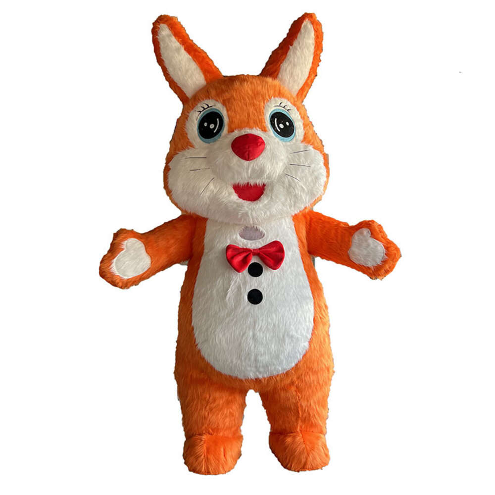 Mascot Costumes 2m/2.6m Orange Furry Rabbit Mascot Costume Adult Full Body Walking Iatable Suit Easter Bunny Blow Up Outfit for Party