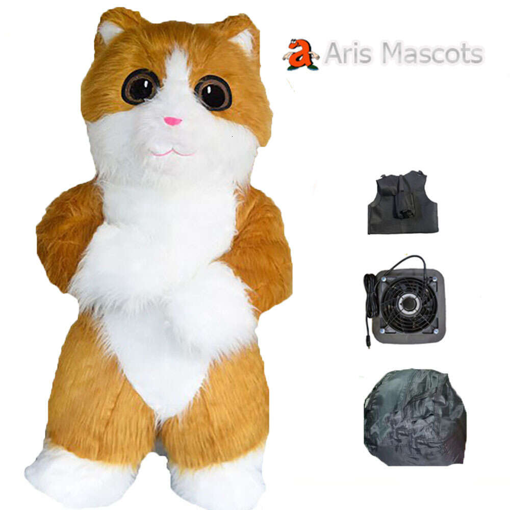 Mascot Costumes 2m/2.6m Big Funny Furry Iatable Cat Mascot Costume Events Party Adult Wearable Giant Blow Up Suit for Marketing