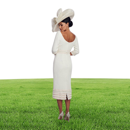 Elegent Sheath House Of Mooshki MOTHER of The Bride Dress Jewel Neck Long Sleeve Pearls Wedding Guest Dresss Length Evening Go