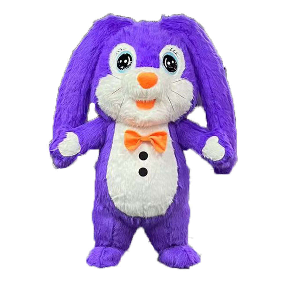 Mascot Costumes 2m/2.6m Purple Rabbit Adult Iatable Suit Full Body Furry Mascot Blow Up Costume Easter Bunny Outfit for Entertainments