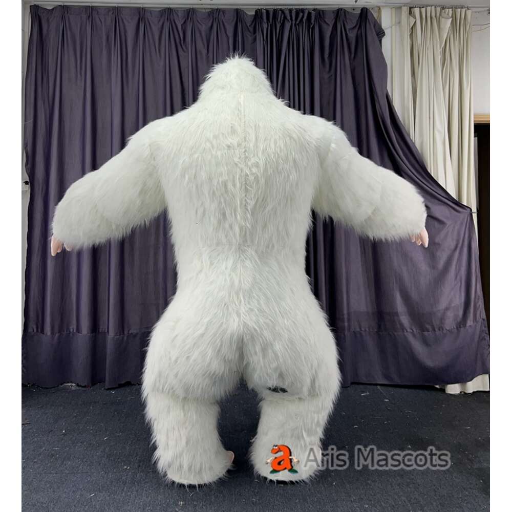 Mascot Costumes 2m/2.6m White Gorilla Iatable Costume Adult Full Body Walking Mascot Blow Up Dress Kingkong Outfit for Halloween