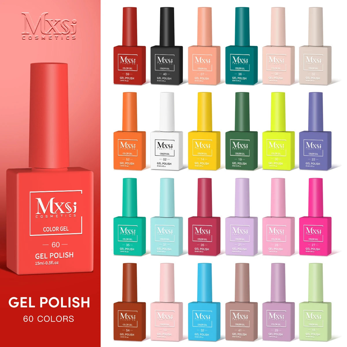 Mxsi 60 Colors Gel Nail Polish Set 15ml Glitter Soak Off UV Semi Permanent Varnish Art Salon Nail Accessories Gel Kit 240321