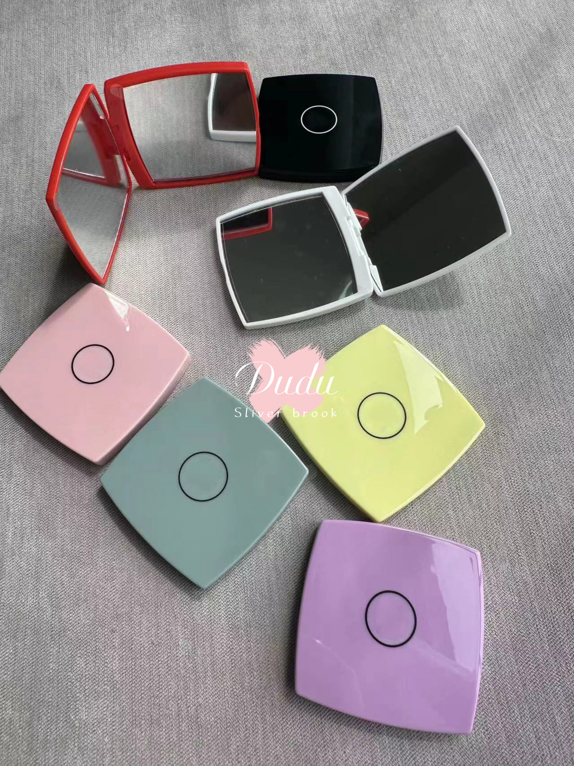 party favor colorful makeup gift double size mirror fashion collection color options C classical 7X7CM