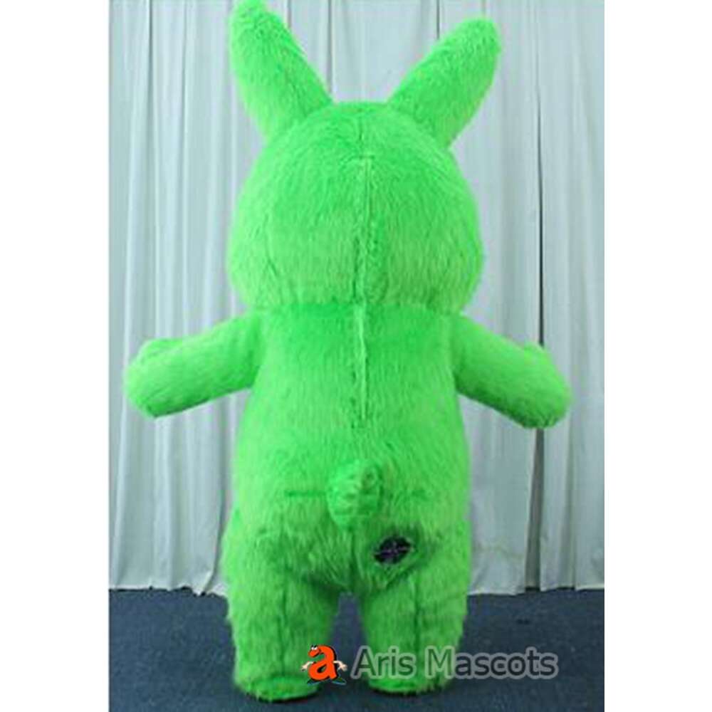 Mascot Costumes 2m/2.6m Adult Iatable Furry Green Costume Walking Easter Bunny Blow Up Mascot Suit Animal Character Fancy Dress