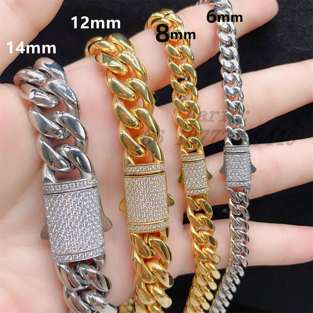 Fashion Jewelry 316l Stainless Steel with Cz or Vvs Moissanite Cuban Chain Hip Hop Miami Link