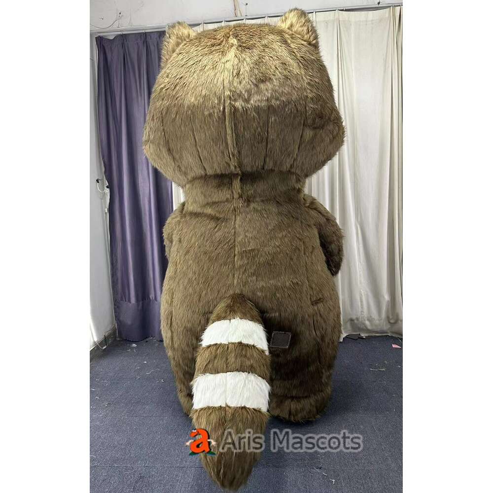 Mascot Costumes 2m / 2.6m Realistic Furry Raccoon Adult Iatable Walking Mascot Costume Full Body Wearable Blow Up Suit Funny Halloween Outfit