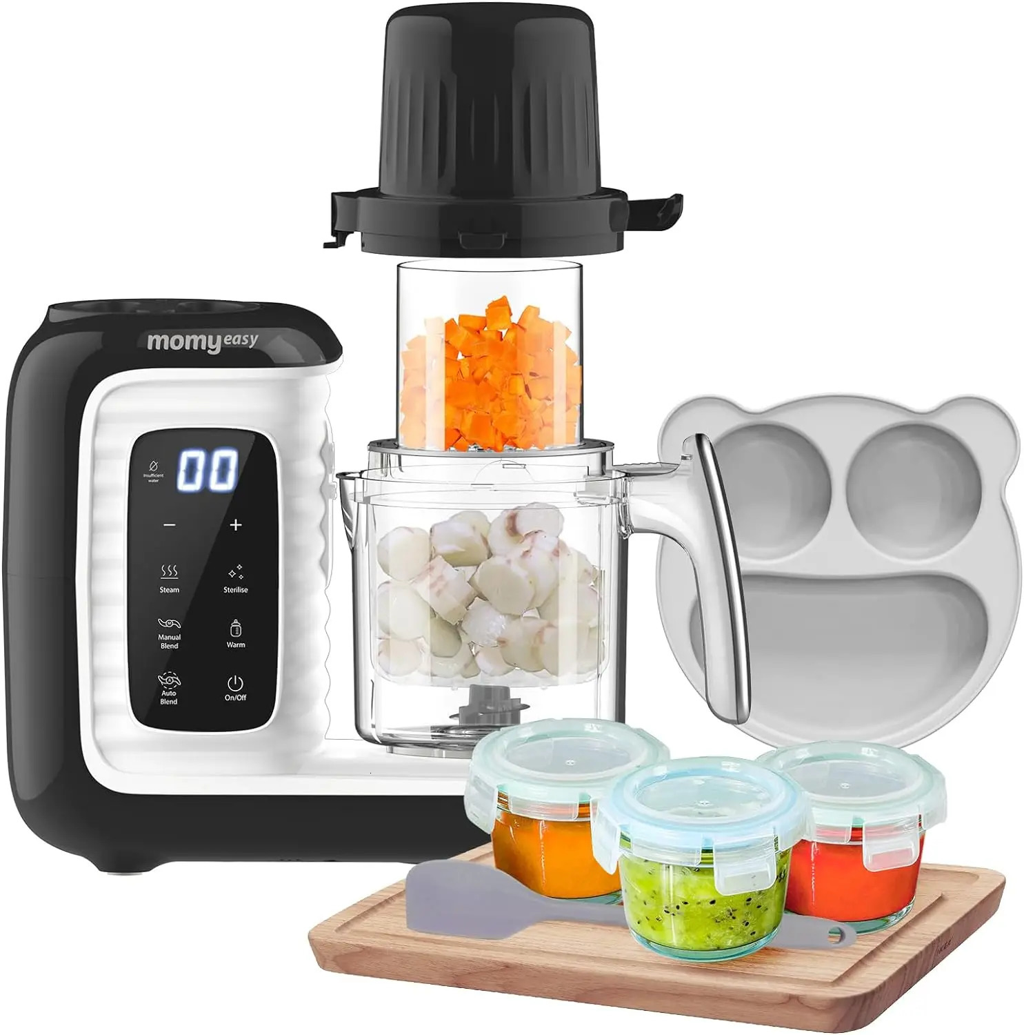 Baby Food Steamer and Puree Blender inOne with Bottle Warmer Auto Cooking Grinding Touch Control Panel Self Cleans 240322