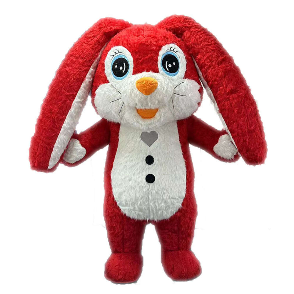 Mascot Costumes 2m/2.6m Adult Red Rabbit Costume for Easter Entertainments Full Body Fur Bunny Mascot Suit Funny Walkable Animal Dress