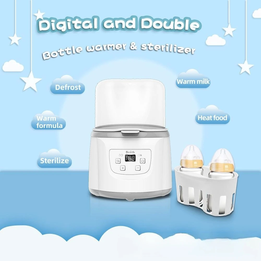 Electric Baby Double Bottle Warmer Sterilizer Defrost Formula Milk Heat Food LED Display Easy To Operate Heater 240322