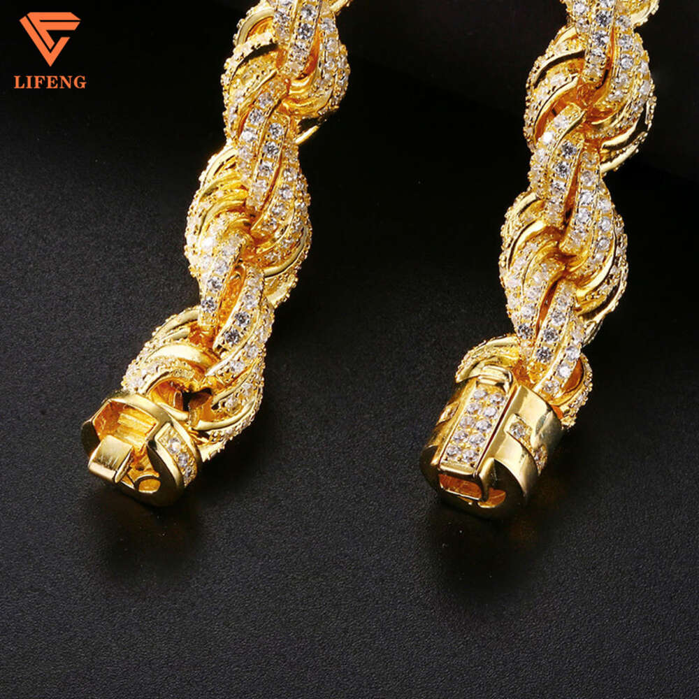 Cuban Link Chain Moissanite Vvs Diamond 10mm Wide Rope Ice Out Necklace Mens 925 Sterling Silver Twist Bracelet