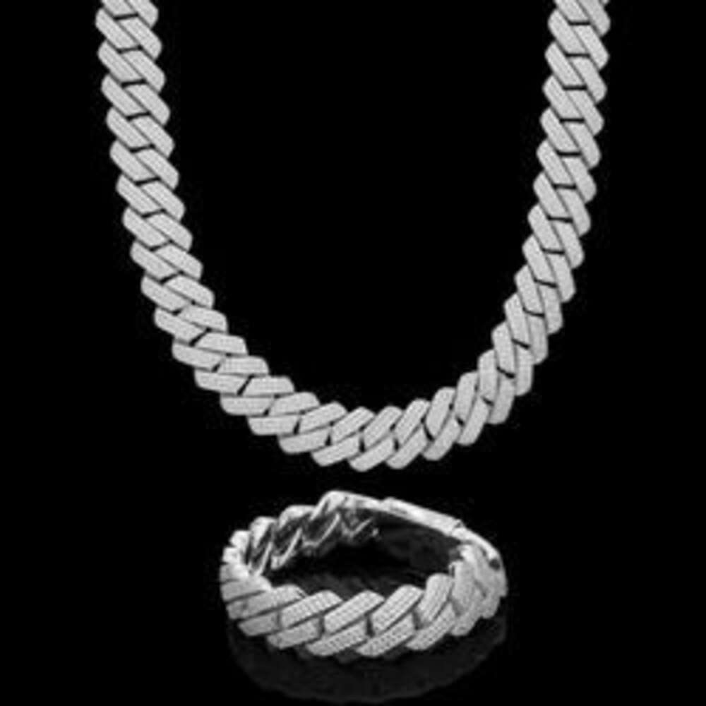 Wholesale Vvs Black Moissanite Miami Cuban Link Chain 8mm 10mm 12mm 14mm 18mm Hiphop Necklace Bracelet Men Jewelry